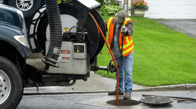 Technician using specialized drainage equipment for sewer line cleaning and foundation protection in Manchester, NH